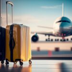 suitcase with luggage at airport
